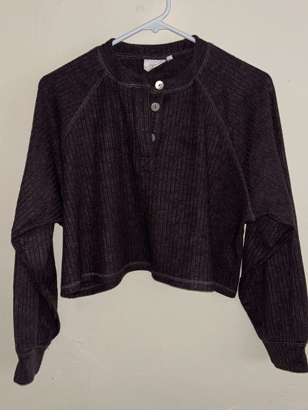 Nia Ribbed Quarter Button Sweatshirt